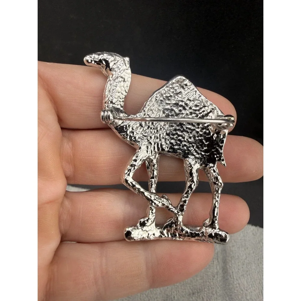 Vintage Estate Masonic Tassel Holder Camel Silver Tone Rhinestone Brooch